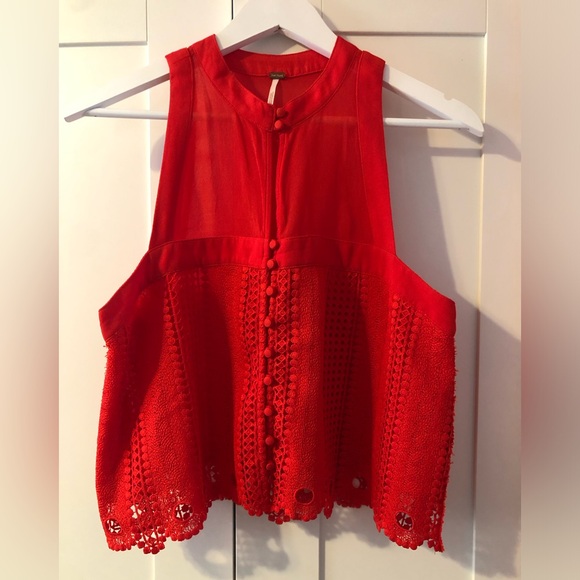 Free People Red Blouse. Size medium. - Picture 13 of 13